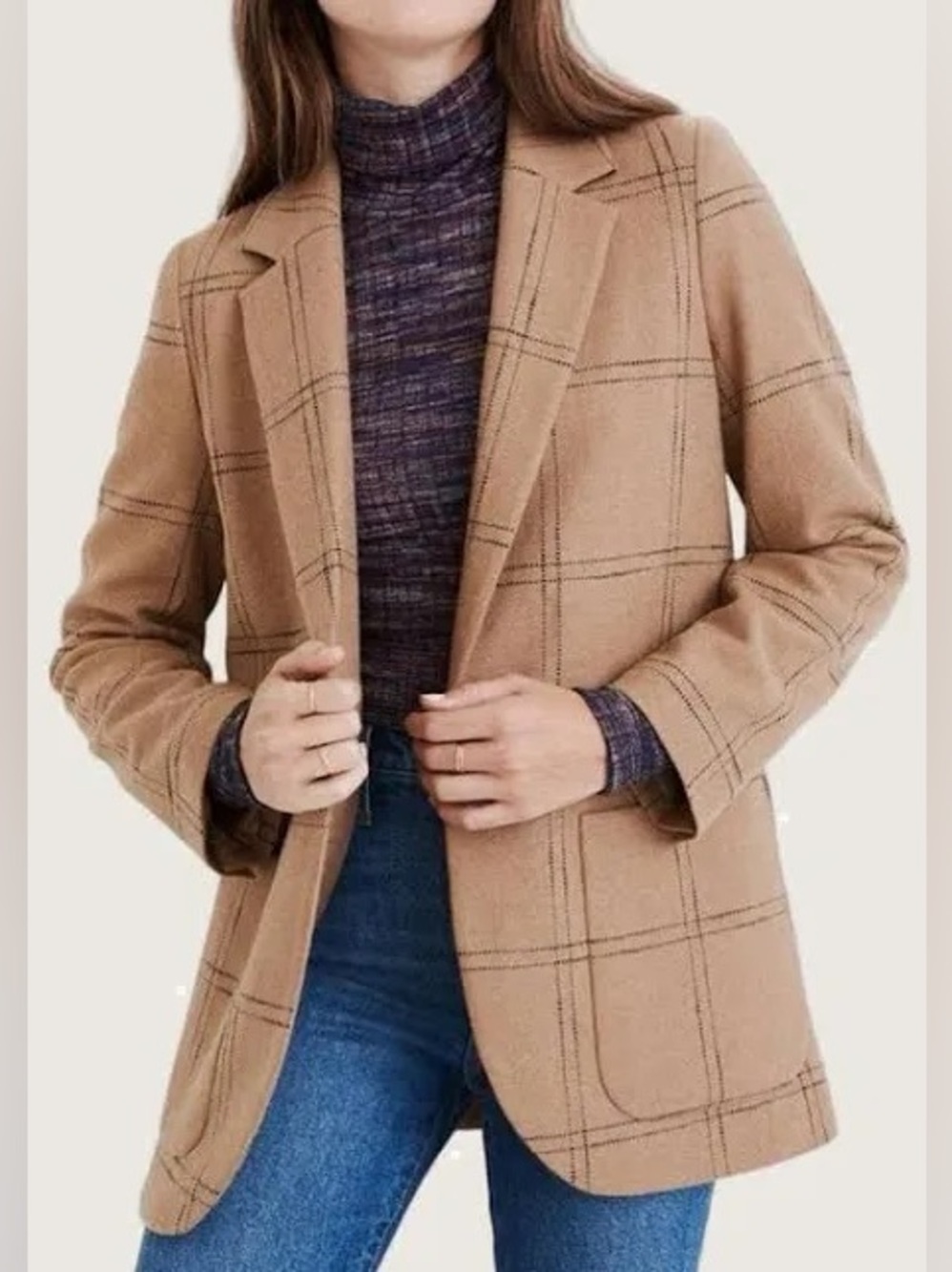 Madewell Camel Plaid Blazer Jacket - Picture 1 of 5